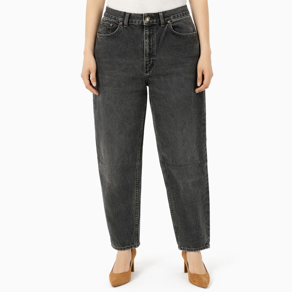 90s Vintage Chic Womens Tapered Jeans High Waisted Charcoal Black Denim M 10
